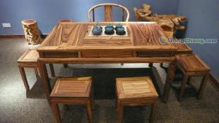 经典传承，品味生活 乌金大斑马原木仿明清复古休闲茶桌六件套